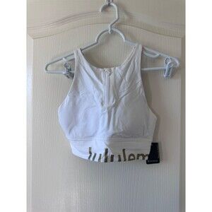 NWT Lululemon Energy Bra High Neck Long Line Zip White Gold Size 6